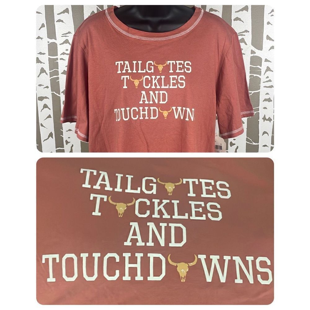 altar'd state Tailgates Tackles And Touchdowns Cropped Oversized T-Shirt S Rust